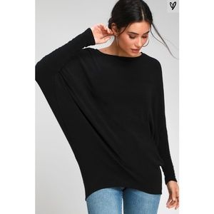 Lulu's: Verla Black Dolman Sleeve Sweater Top